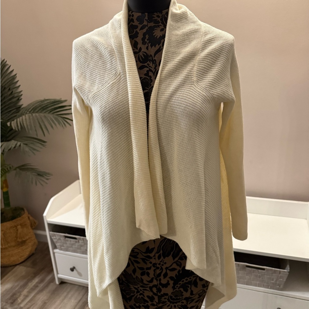 Tobi Womens Cream Open Front Waterfall Cardigan Sweater Off White S/m